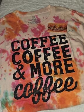 Tie-Dye "Coffee, Coffee & More Coffee" Short Sleeve Tee - Multi